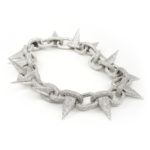 Encrusted White Gold Studded Spike Chain- White Gold 28mm