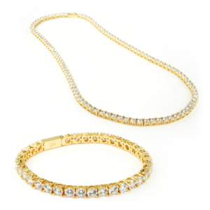 Gold Tennis Necklace and Bracelet Set
