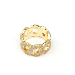 Studded Cuban Link Ring- Gold