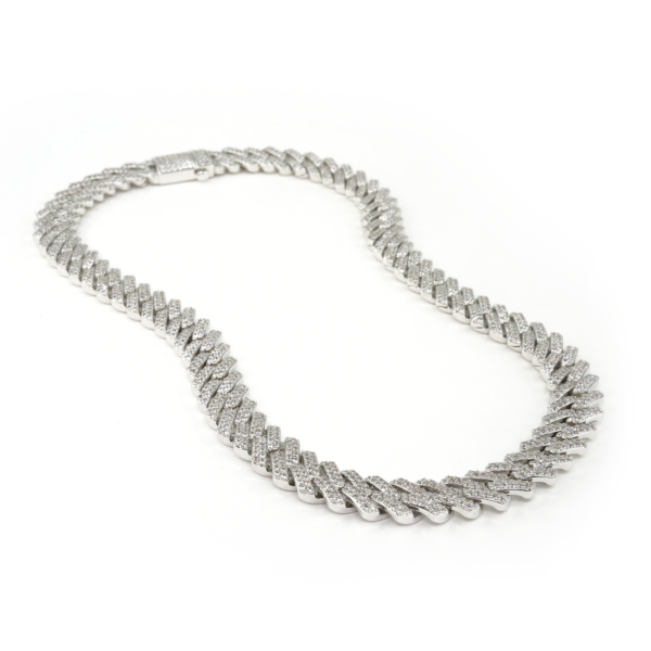 Studded Curb Chain- WhiteGold 15mm