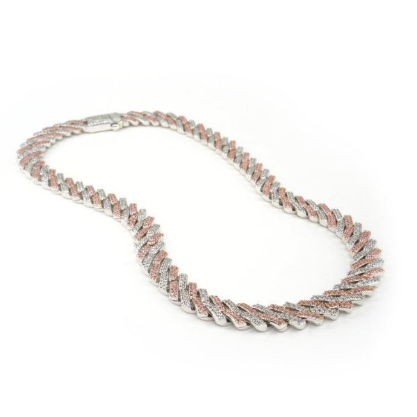 Studded Curb Chain- White Gold BiColor 15mm