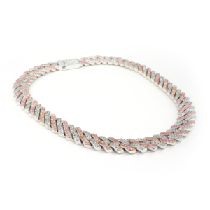 Studded Curb Chain- White Gold BiColor 19mm