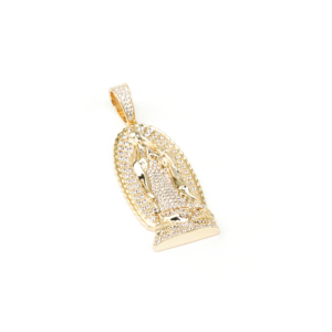 Studded Mother Mary Pendant- Gold